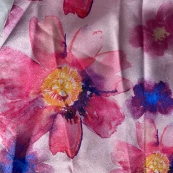 NEW! Silk Watercolor Floral Ruched Tie Straps Mini Slip Dress - Picture 7 of 8